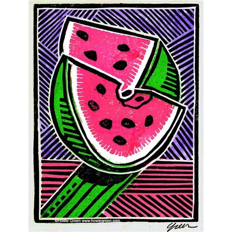 Watermelon Linocut Pop Art Print