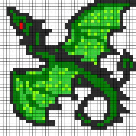 Green Dragon Kandi Pattern | Perler beads, Hama beads patterns, Dragon ...