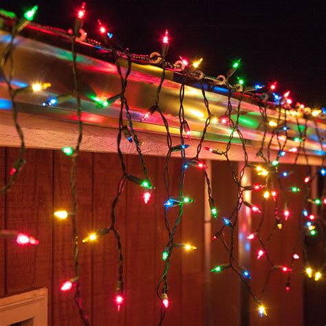 Multicolor Icicle Lights, Green Wire