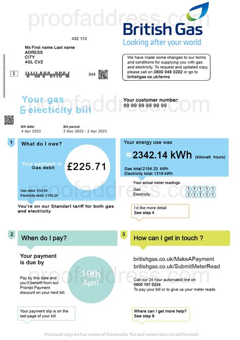 Order utility bill British Gas Instant Delivery Custom info