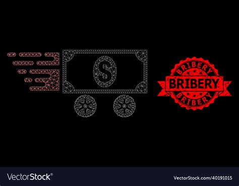 Rubber bribery stamp seal and polygonal network Vector Image