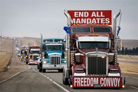 Groups of American Truckers Called The People's Convoy