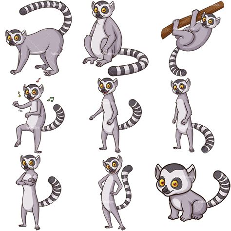 Madagascar Lemurs Cartoon Vector Clipart - FriendlyStock