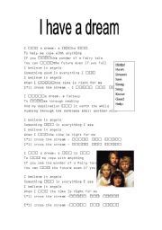 I have a dream - Abba lyrics - ESL worksheet by Laura-Jane