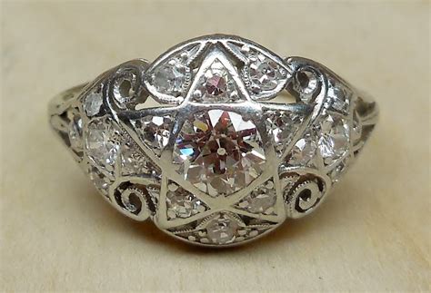 Vintage Antique 1.00ct Old European Cut Diamonds Platinum 14k