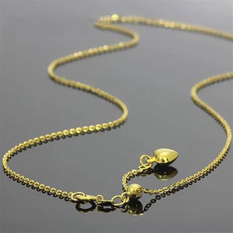 Fine Au750 Pure 18K Yellow Gold Chain Women O Link Necklace Adjustable 20inch-in Necklaces from ...