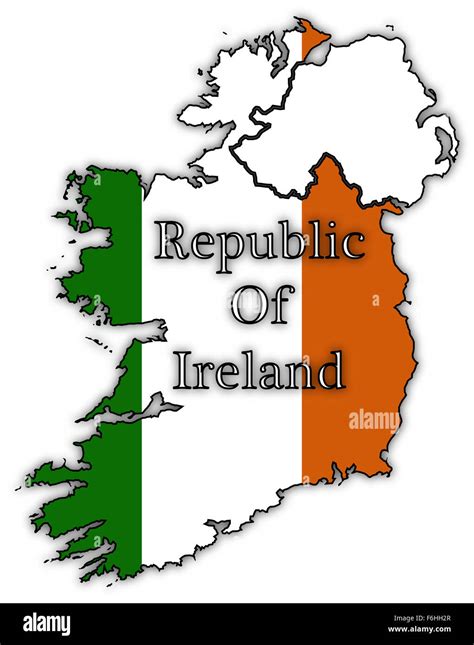 Republic of Ireland flag in map isolated on a white background Stock ...