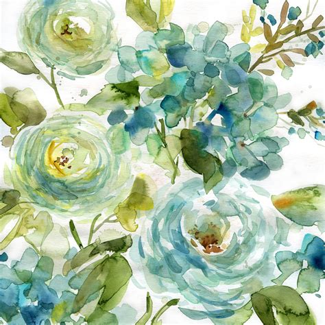 Cool Watercolor Floral Wall Mural | Wallsauce US