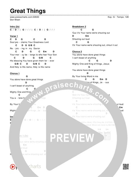 Great Things Chords PDF (Don Moen) - PraiseCharts