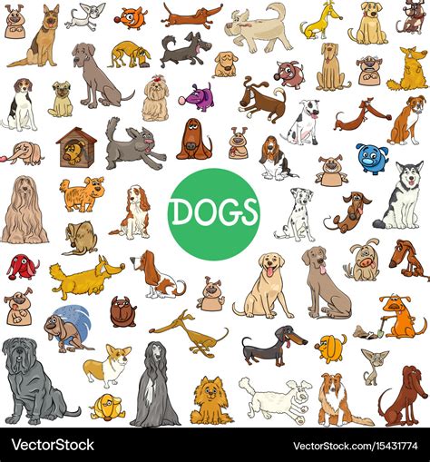 Cartoon dog characters large collection Royalty Free Vector