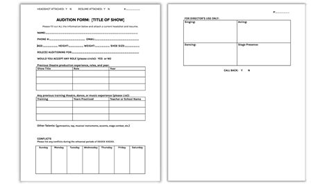 Theatre Template: The Audition Form – Theaterish