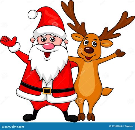 Santa And Deer Waving Royalty Free Stock Images - Image: 27989889