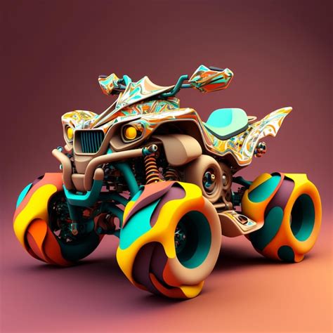 Premium AI Image | A colorful monster truck with wheels that says the ...