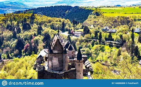 Aerial View of the Castle in Vianden Luxembourg Europe Stock Photo ...