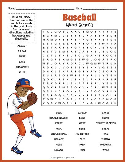 Baseball Word Search