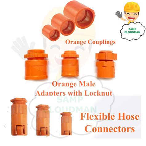 PVC Orange Male Adapter with Locknut Conduit Coupling Flexible Hose Connector 1/2 3/4 1 Per ...