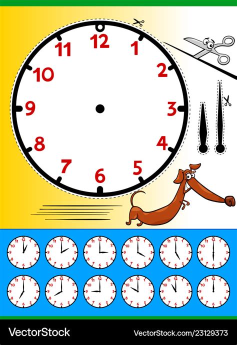 Clock face cartoon educational page Royalty Free Vector