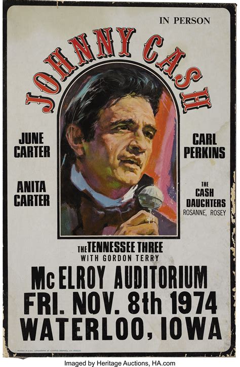 Johnny Cash McElroy Auditorium Concert Poster (1974). Johnny Cash | Lot #23442 | Heritage Auctions