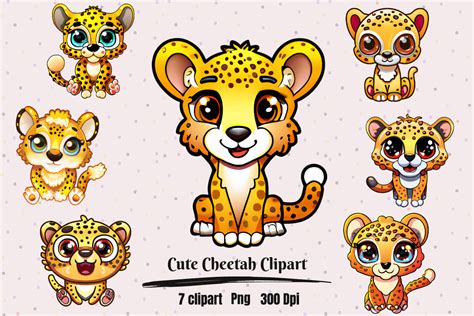 Cute Kawaii Cheetah Clipart Grafik Von Hamees Store · Creative Fabrica