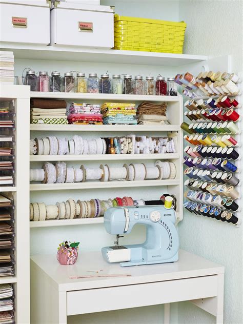 Sewing Station in Craft Room | Sewing room storage solutions, Sewing ...