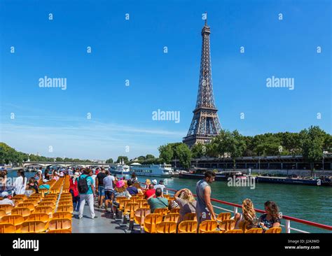 View of the Eiffel Tower from a Bateau Mouche on the River Seine, Paris, France Stock Photo - Alamy