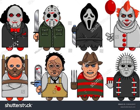 Recognizable Movie Super Serial Killers Cute Stock Vector (Royalty Free ...