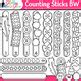 Counting Sticks Clipart: Popsicle Stick Sorting Math Clip Art Black & White PNG