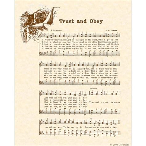 TRUST AND OBEY 8 x 10 Antique Hymn Art Print by VintageVerses