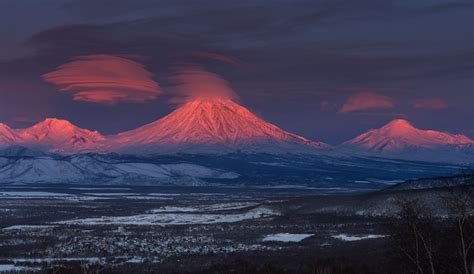 Koryaksky and Avachinsky volcanoes, Kamchatka, Russia - Most Beautiful Picture