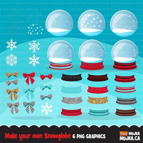 Christmas snow globe clipart. Make your own Cute snow globes with snow ...