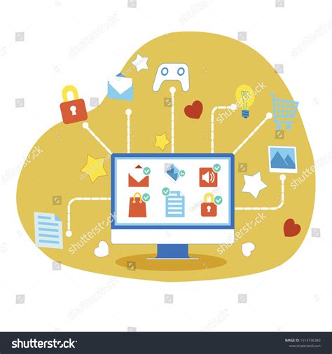 Cartoon Computer Monitor System Applications Social Stock Vector (Royalty Free) 1514736383 ...