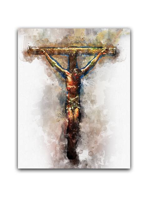 Holy Cross Watercolor Canvas Print Jesus Holy Cross Wall Art Watercolor ...