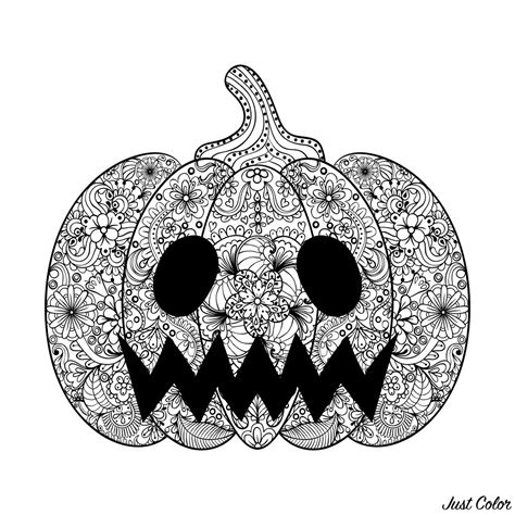 Halloween scary pumpkin - Halloween Adult Coloring Pages