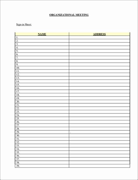 Sign In Sheets Sign In Sheet Template Sign Up Sheets Sign In Sheet - Riset