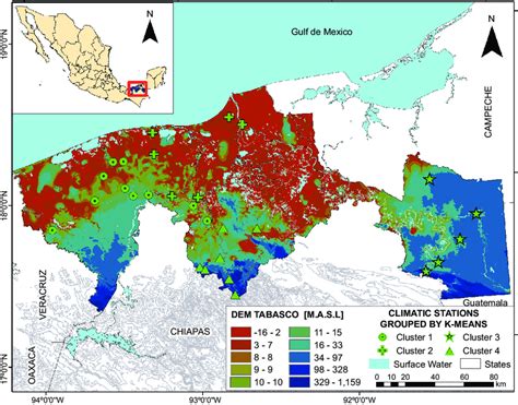 Geographic location and topography of the state of Tabasco, Mexico ...