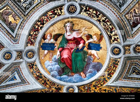 Ceiling of the Stanza della Segnatura 1508 Theology Raphael Rooms ...