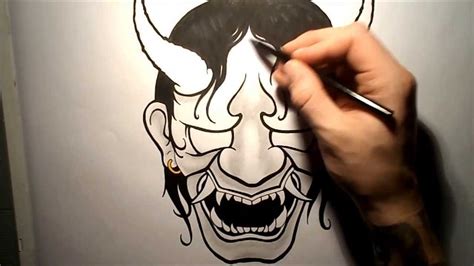 How To Draw A Hannya Mask / Oni - YouTube