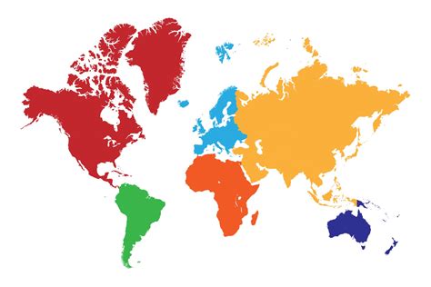 High resolution world map with continent in different color. 3331185 ...