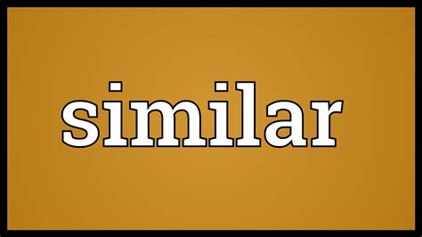 Similar Meaning - YouTube