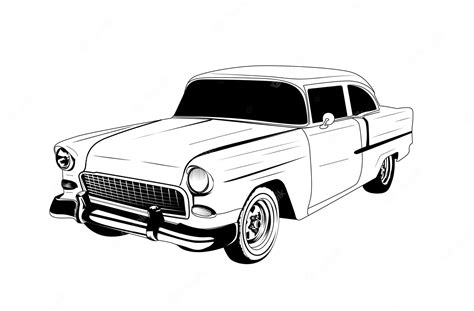 Premium Vector | Outline vintage car vector illustration