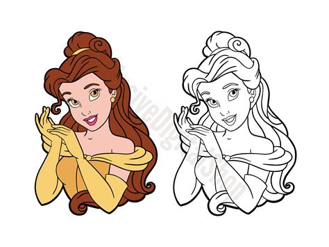 Princess Belle SVG Princess Belle Outlined SVG Cut File - Etsy