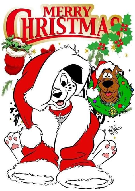 a christmas card with santa claus and his dog