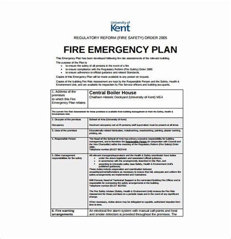 Fire Safety Plan Template - Emergency Preparedness