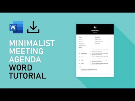 Minimalist Meeting Agenda Template | Microsoft Word Tutorial [FREE DOWNLOAD] - YouTube