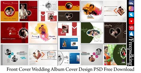 Front Cover Wedding Album Cover Design PSD Free Download