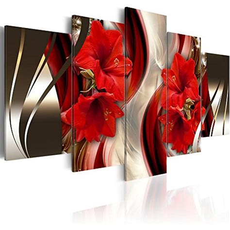 Oversized Framed Canvas Wall Art Red Flower Print Painting Modern Contemporary Picture Home ...