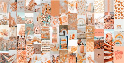 Light Orange Peachy Vibes Aesthetic Wall Collage Kit Digital Download 70pcs - Etsy | Wall ...