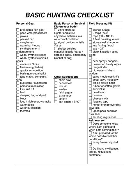 Hunting Camping Checklist - How to create a Hunting Camping Checklist? Download this Hunting ...