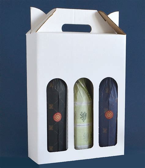 3 Bottle Wine Box Corrugated - White - Online Store - Core Pack