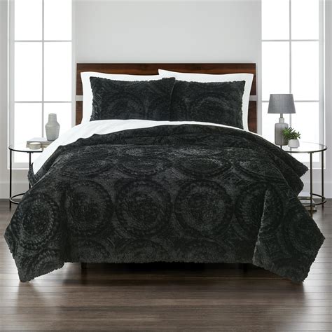 Better Homes & Gardens Embroidered Faux Fur 3-Piece Comforter Set, Full ...